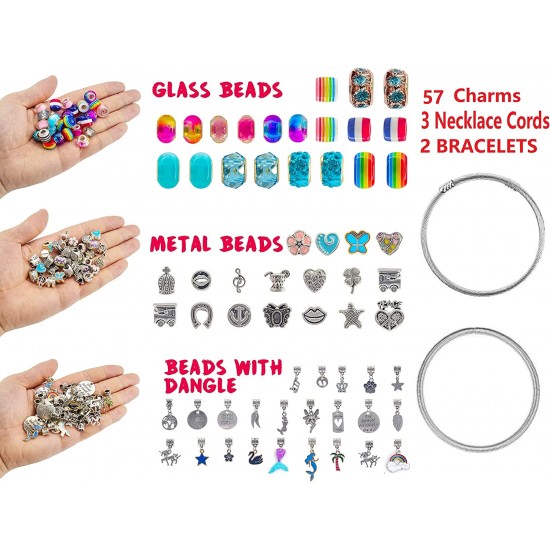 Charm Bracelet Making Kit,Jewelry Making Supplies Beads,Unicorn/Mermaid Crafts Gifts Set for Girls Teens Age 5-12