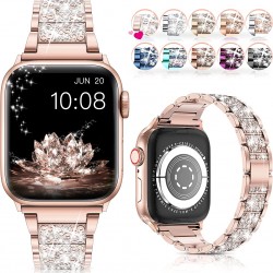 Watch Band for Apple Watch Ultra Series 8 Series 7 6 5 4 3 2 1 SE , Bling Replacement Bracelet Watch Band, Diamond Rhinestone Stainless Steel Metal Wristband Strap Watch Band for Apple Watch Ultra Series 8 Series 7 6 5 4 3 2 1 SE , Bling Replacement Bracelet Watch Band, Diamond Rhinestone Stainless Steel Metal Wristband Strap