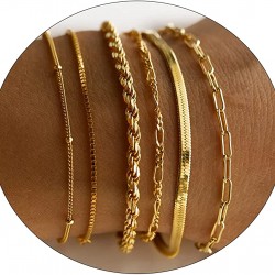 Gold Bracelets for Women 14K Gold Herringbone Bracelets Sets Dainty Herringbone Jewelry Stackable Figaro Chain Paperclip Link Chain Cute Anklet Bracelet Pack Gifts for Women Girls Gold Bracelets for Women 14K Gold Herringbone Bracelets Sets Dainty Herringbone Jewelry Stackable Figaro Chain Paperclip Link Chain Cute Anklet Bracelet Pack Gifts for Women Girls