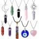 10 Pcs Crystal Necklace Healing Amethyst Crystals Carnelian Chakra Necklaces Evil Eye Necklace Vintage Hippie Wiccan Boho Rose Quartz Moon Sun Jewelry Heart Gemstone Pendant for Women