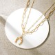 Heart Necklace Pendant Handmade 18k Gold Plated Dainty Gold Choker Arrow Bar Layering Long Necklace for Women