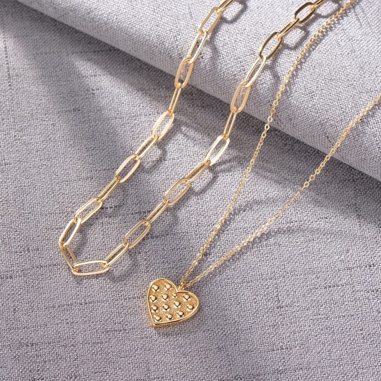 Heart Necklace Pendant Handmade 18k Gold Plated Dainty Gold Choker Arrow Bar Layering Long Necklace for Women