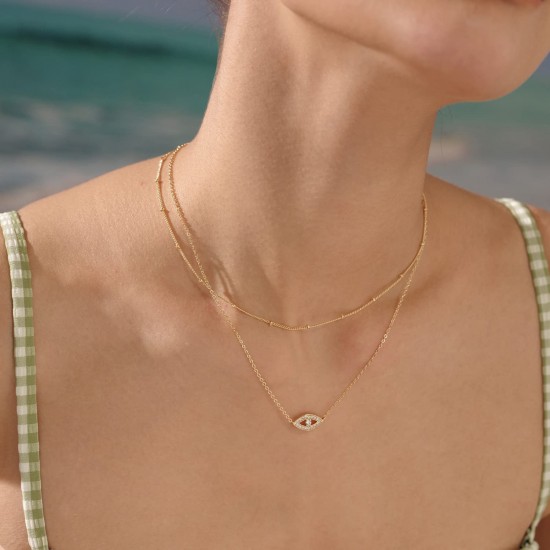 Heart Necklace Pendant Handmade 18k Gold Plated Dainty Gold Choker Arrow Bar Layering Long Necklace for Women