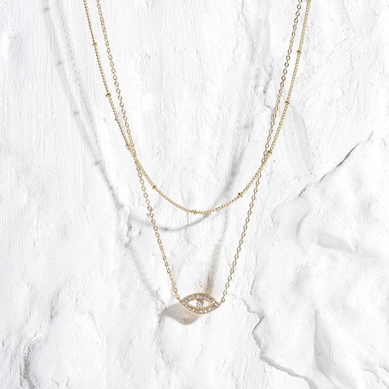 Heart Necklace Pendant Handmade 18k Gold Plated Dainty Gold Choker Arrow Bar Layering Long Necklace for Women