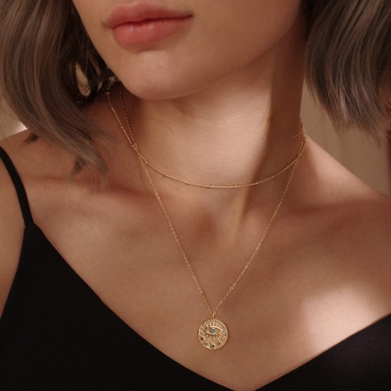 Heart Necklace Pendant Handmade 18k Gold Plated Dainty Gold Choker Arrow Bar Layering Long Necklace for Women