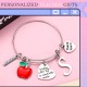 Personalized Stainless Steel Bracelets Friendship Bangle Gifts for Women, Valentines Graduation Thank You Teacher Gifts Present Bracelet with Initial