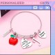 Personalized Stainless Steel Bracelets Friendship Bangle Gifts for Women, Valentines Graduation Thank You Teacher Gifts Present Bracelet with Initial