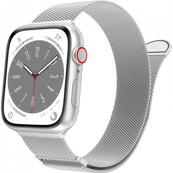 Watch Band for Apple Watch Series Ultra 8 7 6 5 4 3 2 1 SE 38mm 40mm 41mm 42mm 44mm 45mm 49mm Women and Men, Stainless Steel Mesh Loop Magnetic Clasp Replacement for iWatch Bands