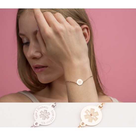 Medical Alert Bracelet Women Personalized Wristband