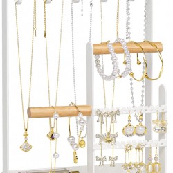 Jewelry Organizer Stand with Earring Tray and 10 Hooks, 4 Tier Necklace Holder Display for Earrings Watches Bracelet Rings Jewelry Organizer Stand with Earring Tray and 10 Hooks, 4 Tier Necklace Holder Display for Earrings Watches Bracelet Rings