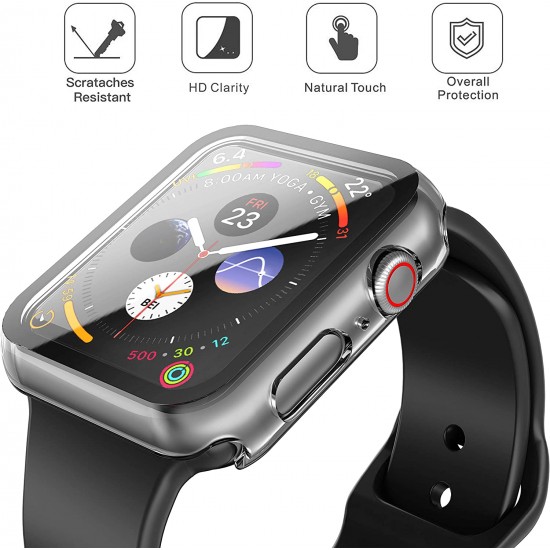 2 Pack Hard PC Case with Tempered Glass Screen Protector Compatible with Apple Watch Ultra Series 8 7 6 5 4 41mm 45mm 40mm 44mm 49mm