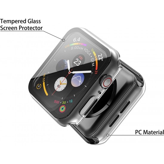 2 Pack Hard PC Case with Tempered Glass Screen Protector Compatible with Apple Watch Ultra Series 8 7 6 5 4 41mm 45mm 40mm 44mm 49mm