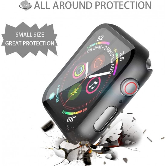 2 Pack Hard PC Case with Tempered Glass Screen Protector Compatible with Apple Watch Ultra Series 8 7 6 5 4 41mm 45mm 40mm 44mm 49mm