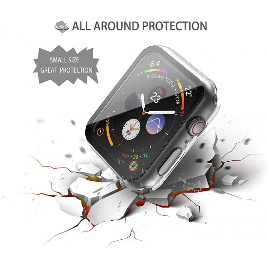 2 Pack Hard PC Case with Tempered Glass Screen Protector Compatible with Apple Watch Ultra Series 8 7 6 5 4 41mm 45mm 40mm 44mm 49mm