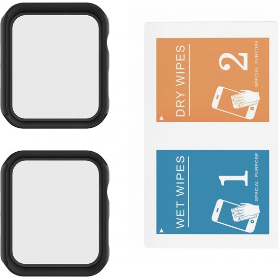 2 Pack Hard PC Case with Tempered Glass Screen Protector Compatible with Apple Watch Ultra Series 8 7 6 5 4 41mm 45mm 40mm 44mm 49mm