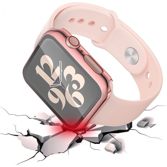 2 Pack Hard PC Case with Tempered Glass Screen Protector Compatible with Apple Watch Ultra Series 8 7 6 5 4 41mm 45mm 40mm 44mm 49mm