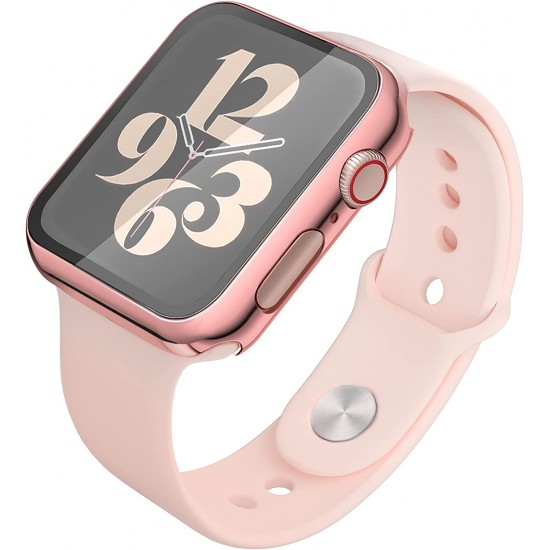 2 Pack Hard PC Case with Tempered Glass Screen Protector Compatible with Apple Watch Ultra Series 8 7 6 5 4 41mm 45mm 40mm 44mm 49mm