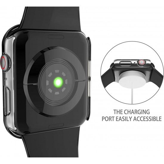2 Pack Hard PC Case with Tempered Glass Screen Protector Compatible with Apple Watch Ultra Series 8 7 6 5 4 41mm 45mm 40mm 44mm 49mm