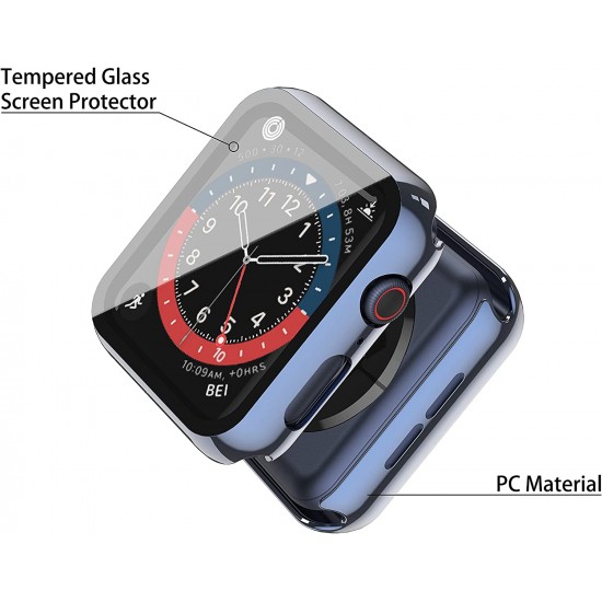 2 Pack Hard PC Case with Tempered Glass Screen Protector Compatible with Apple Watch Ultra Series 8 7 6 5 4 41mm 45mm 40mm 44mm 49mm