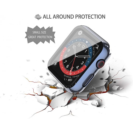 2 Pack Hard PC Case with Tempered Glass Screen Protector Compatible with Apple Watch Ultra Series 8 7 6 5 4 41mm 45mm 40mm 44mm 49mm