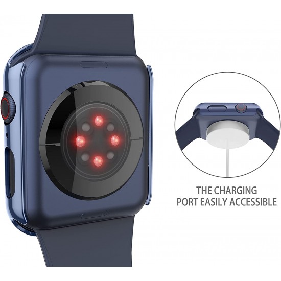 2 Pack Hard PC Case with Tempered Glass Screen Protector Compatible with Apple Watch Ultra Series 8 7 6 5 4 41mm 45mm 40mm 44mm 49mm