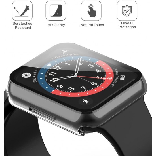 2 Pack Hard PC Case with Tempered Glass Screen Protector Compatible with Apple Watch Ultra Series 8 7 6 5 4 41mm 45mm 40mm 44mm 49mm