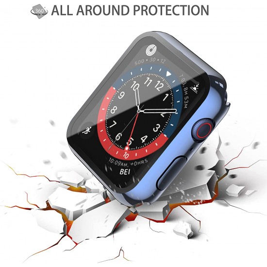 2 Pack Hard PC Case with Tempered Glass Screen Protector Compatible with Apple Watch Ultra Series 8 7 6 5 4 41mm 45mm 40mm 44mm 49mm