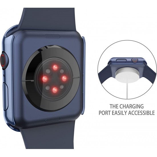 2 Pack Hard PC Case with Tempered Glass Screen Protector Compatible with Apple Watch Ultra Series 8 7 6 5 4 41mm 45mm 40mm 44mm 49mm
