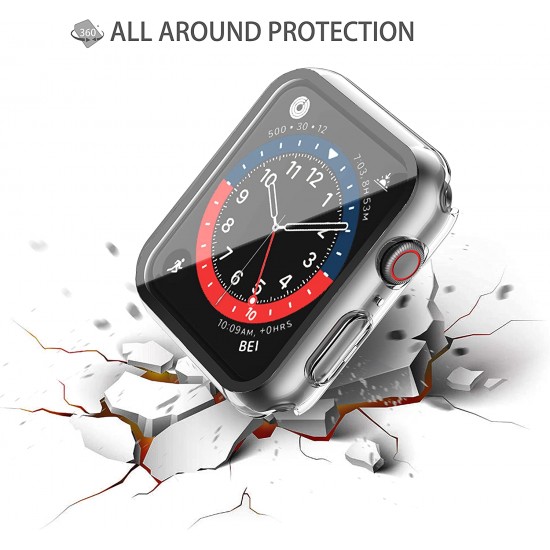 2 Pack Hard PC Case with Tempered Glass Screen Protector Compatible with Apple Watch Ultra Series 8 7 6 5 4 41mm 45mm 40mm 44mm 49mm