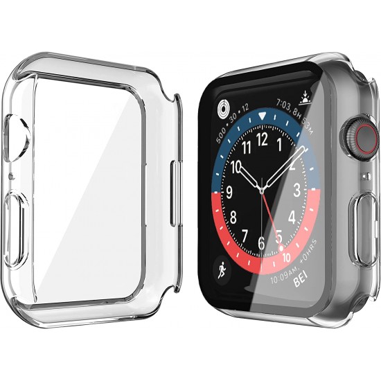 2 Pack Hard PC Case with Tempered Glass Screen Protector Compatible with Apple Watch Ultra Series 8 7 6 5 4 41mm 45mm 40mm 44mm 49mm