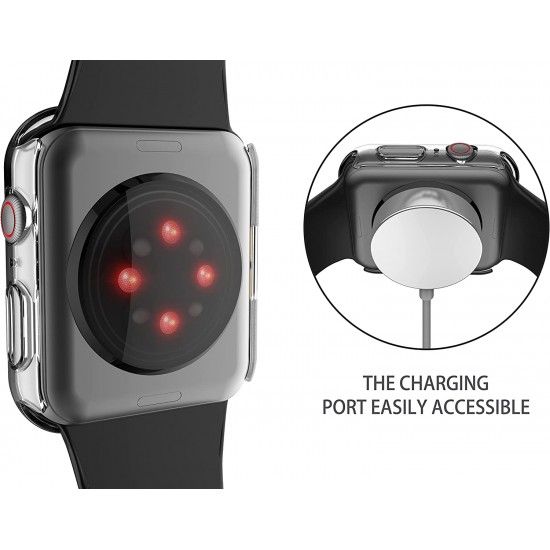 2 Pack Hard PC Case with Tempered Glass Screen Protector Compatible with Apple Watch Ultra Series 8 7 6 5 4 41mm 45mm 40mm 44mm 49mm