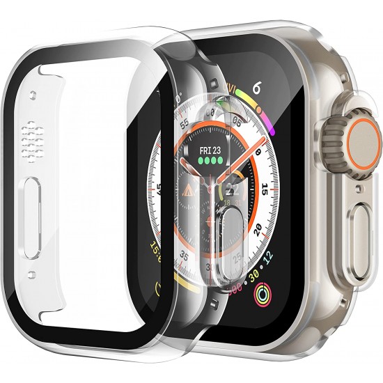 2 Pack Hard PC Case with Tempered Glass Screen Protector Compatible with Apple Watch Ultra Series 8 7 6 5 4 41mm 45mm 40mm 44mm 49mm