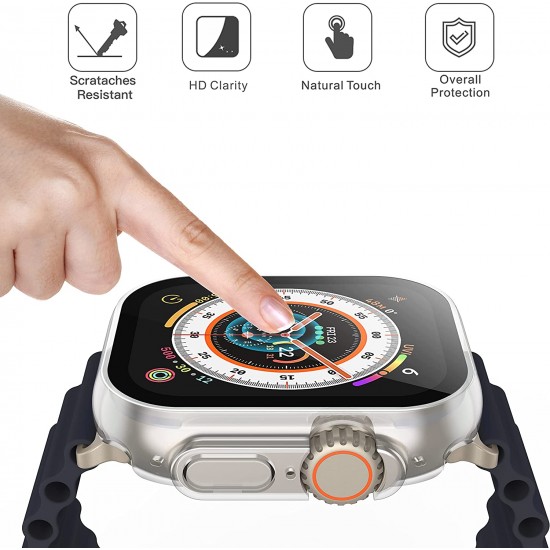 2 Pack Hard PC Case with Tempered Glass Screen Protector Compatible with Apple Watch Ultra Series 8 7 6 5 4 41mm 45mm 40mm 44mm 49mm