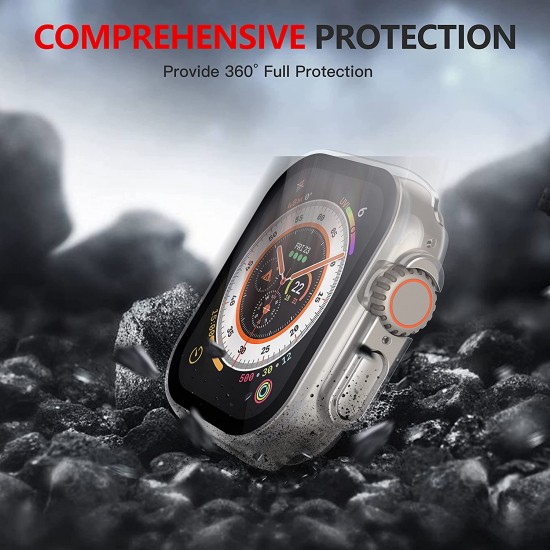 2 Pack Hard PC Case with Tempered Glass Screen Protector Compatible with Apple Watch Ultra Series 8 7 6 5 4 41mm 45mm 40mm 44mm 49mm