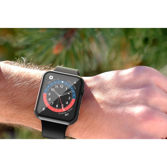 2 Pack Hard PC Case with Tempered Glass Screen Protector Compatible with Apple Watch Ultra Series 8 7 6 5 4 41mm 45mm 40mm 44mm 49mm