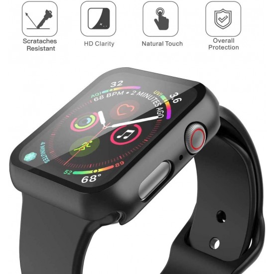 2 Pack Hard PC Case with Tempered Glass Screen Protector Compatible with Apple Watch Ultra Series 8 7 6 5 4 41mm 45mm 40mm 44mm 49mm