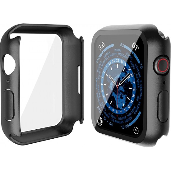 2 Pack Hard PC Case with Tempered Glass Screen Protector Compatible with Apple Watch Ultra Series 8 7 6 5 4 41mm 45mm 40mm 44mm 49mm