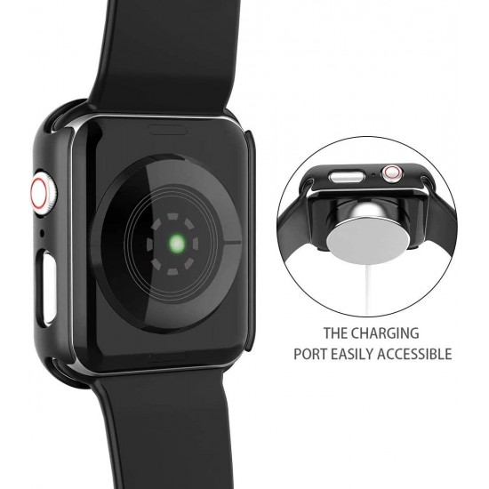 2 Pack Hard PC Case with Tempered Glass Screen Protector Compatible with Apple Watch Ultra Series 8 7 6 5 4 41mm 45mm 40mm 44mm 49mm