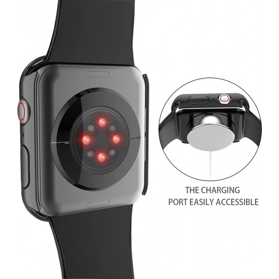 2 Pack Hard PC Case with Tempered Glass Screen Protector Compatible with Apple Watch Ultra Series 8 7 6 5 4 41mm 45mm 40mm 44mm 49mm