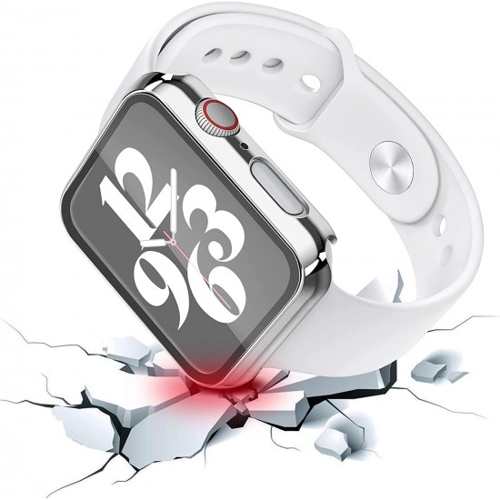 2 Pack Hard PC Case with Tempered Glass Screen Protector Compatible with Apple Watch Ultra Series 8 7 6 5 4 41mm 45mm 40mm 44mm 49mm