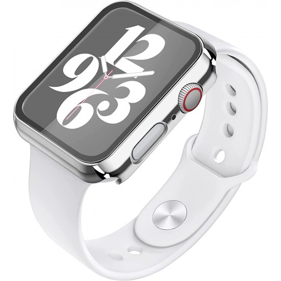 2 Pack Hard PC Case with Tempered Glass Screen Protector Compatible with Apple Watch Ultra Series 8 7 6 5 4 41mm 45mm 40mm 44mm 49mm