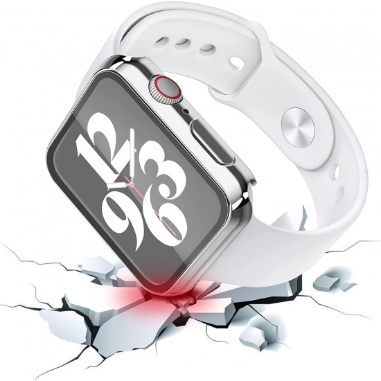 2 Pack Hard PC Case with Tempered Glass Screen Protector Compatible with Apple Watch Ultra Series 8 7 6 5 4 41mm 45mm 40mm 44mm 49mm
