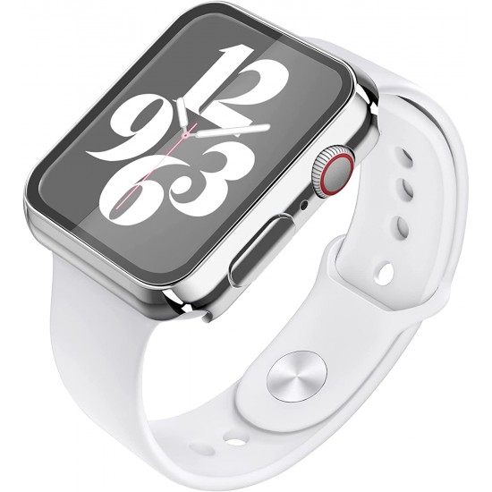 2 Pack Hard PC Case with Tempered Glass Screen Protector Compatible with Apple Watch Ultra Series 8 7 6 5 4 41mm 45mm 40mm 44mm 49mm