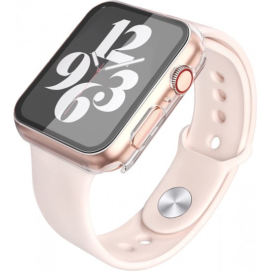2 Pack Hard PC Case with Tempered Glass Screen Protector Compatible with Apple Watch Ultra Series 8 7 6 5 4 41mm 45mm 40mm 44mm 49mm