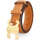 Women’s 0.98 Inch Width Thin Leather Belt Fashion Designer Belts for Jeans Pants Dresses with Gold Buckle Women’s 0.98 Inch Width Thin Leather Belt Fashion Designer Belts for Jeans Pants Dresses with Gold Buckle