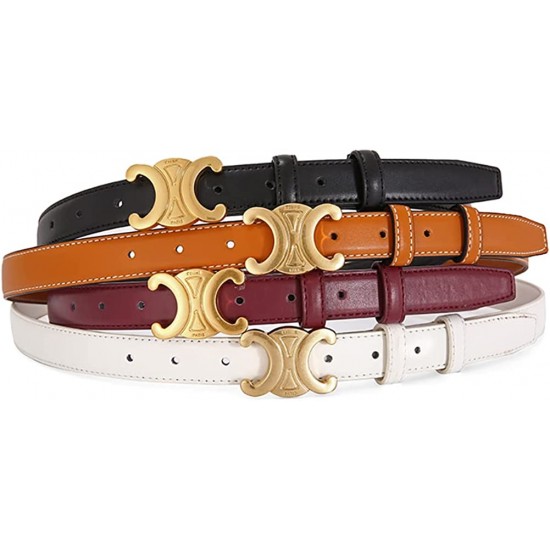Women’s 0.98 Inch Width Thin Leather Belt Fashion Designer Belts for Jeans Pants Dresses with Gold Buckle Women’s 0.98 Inch Width Thin Leather Belt Fashion Designer Belts for Jeans Pants Dresses with Gold Buckle