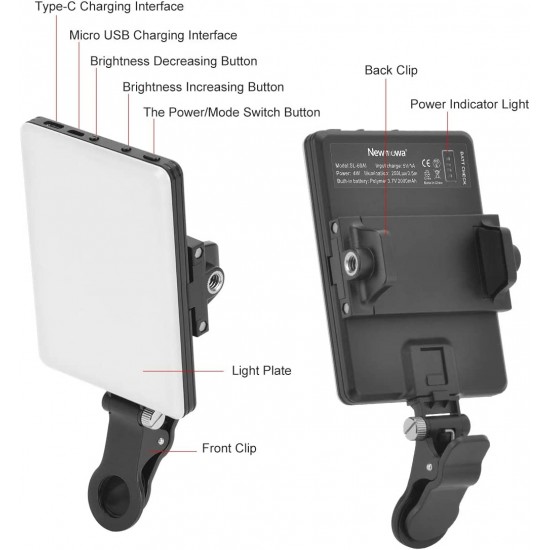 60 Pcs LED High Power Rechargeable Clip Fill Video Light with Front & Back Clip, Adjusted 3 Light Modes for Phone, iPhone, Android, iPad, Laptop, for Makeup, TikTok, Selfie, Vlog, Video Conference 60 Pcs LED High Power Rechargeable Clip Fill Video Light with Front & Back Clip, Adjusted 3 Light Modes for Phone, iPhone, Android, iPad, Laptop, for Makeup, TikTok, Selfie, Vlog, Video Conference