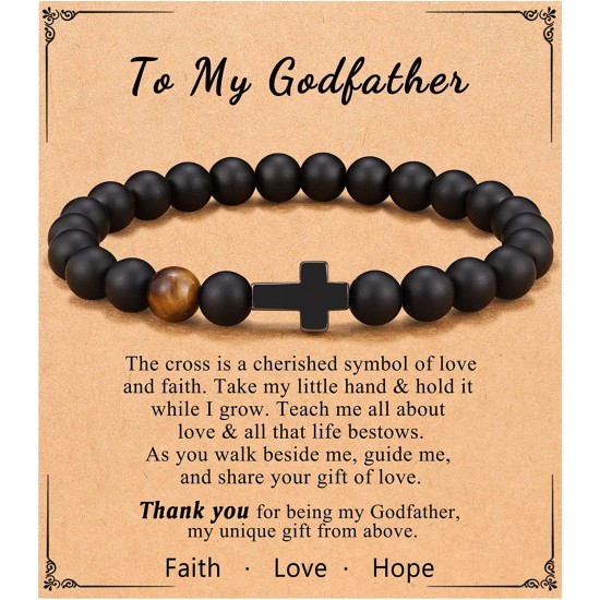 Cross Bracelet for Son, Grandson, Dad, Husband, Godfather, Men and Boys Gift - Birthday Graduation Retirement Christmas Christian Gift for Teens Boys Men