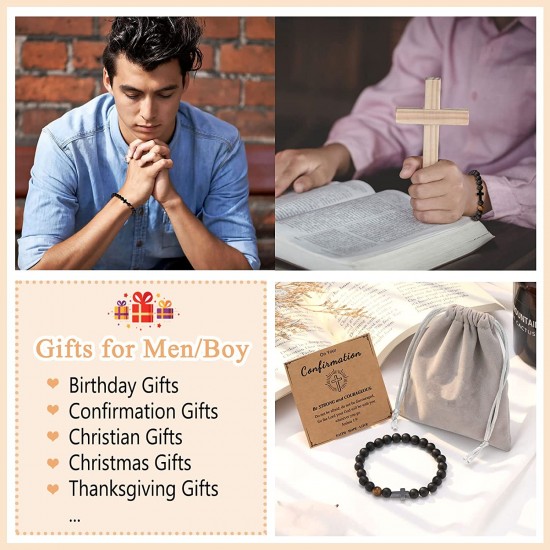 Cross Bracelet for Son, Grandson, Dad, Husband, Godfather, Men and Boys Gift - Birthday Graduation Retirement Christmas Christian Gift for Teens Boys Men