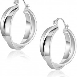 Double Hoops Twisted Earrings, Hypoallergenic Lightweight Earrings for Women